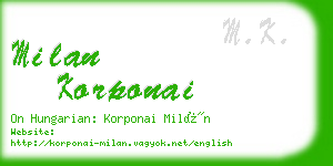 milan korponai business card